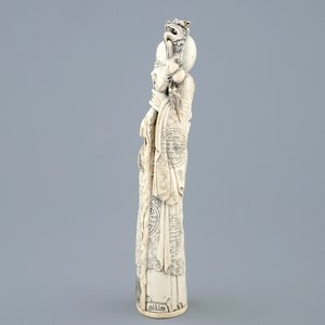 A tall Chinese carved ivory figure of Shou Lao, late 19th C. — photo 5
