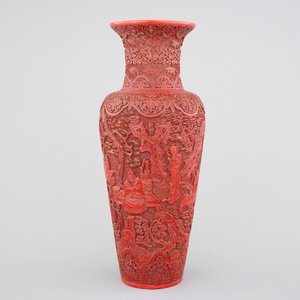 A tall Chinese cinnabar laquer vase, 18/19th C. — photo 1