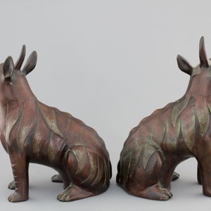 A tall pair of Chinese bronze “Luduan” figures, 18/19th C. — 照片 4