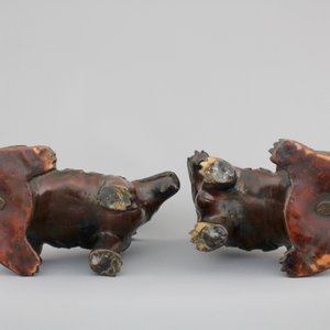 A tall pair of Chinese bronze “Luduan” figures, 18/19th C. — 照片 6