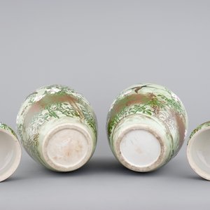 A tall pair of Japanese celadon-ground vases with covers, ca. 1880 — 照片 5