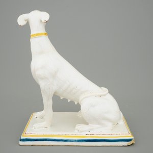 A tall polychrome Brussels faience model of a sighthound, 18th C. — 照片 4