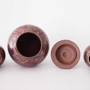 A tall three-piece Art Nouveau luster-glazed vase garniture, Boch Frères Kéramis — 照片 5