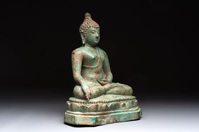 A Thai bronze sculpture of Shakyamuni Buddha, probably 15/16th C.