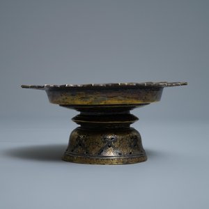 A Thai gilt and niello silver stem bowl, 19th C. — photo 3