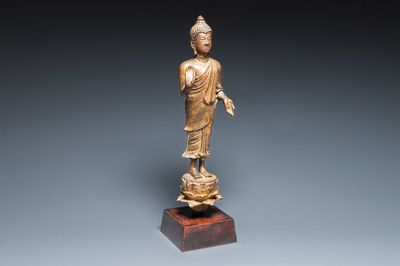 A Thai gilt bronze Buddha Shakyamuni in Lan Na-style, probably 16th C.