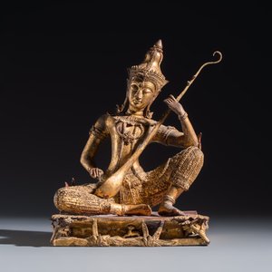 A Thai gilt-lacquered bronze model of Saraswati — 照片 2