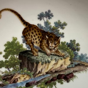 A The Hague-decorated Ansbach porcelain 'leopard and otter' cup and saucer, 18th C. — photo 15
