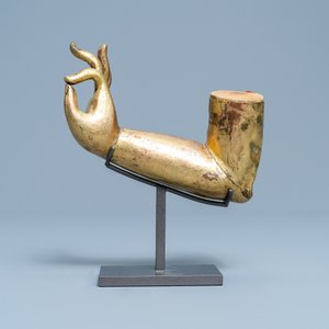 A Tibetan gilt bronze and copper alloy arm of Buddha, Ming — photo 2