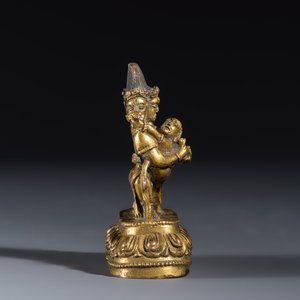 A Tibetan gilt-copper alloy group of Yogambara and Jnana Dakini — photo 5