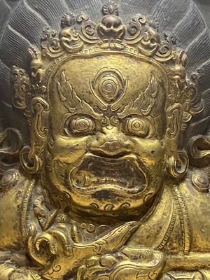A Tibetan gilt copper 'Mahakala' plaque, 19th C. — photo 2