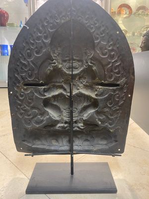 A Tibetan gilt copper 'Mahakala' plaque, 19th C. — photo 5