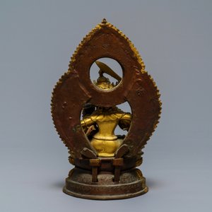 A Tibetan inscribed gilt bronze group of Manjusri and Prajnaparamita, 17/18th C. — photo 2