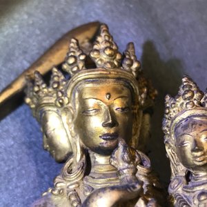 A Tibetan inscribed gilt bronze group of Manjusri and Prajnaparamita, 17/18th C. — photo 25