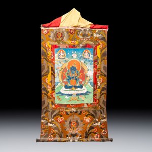 A Tibetan 'Vajradhara Yab Yum' thangka, 19/20th C. — foto 1