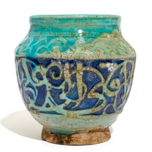 A turquoise and blue glazed calligraphy vase, Kashan, Iran, 12/13th C. — 照片 4