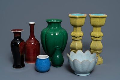 A varied collection monochrome Chinese porcelain wares, 19/20th C.