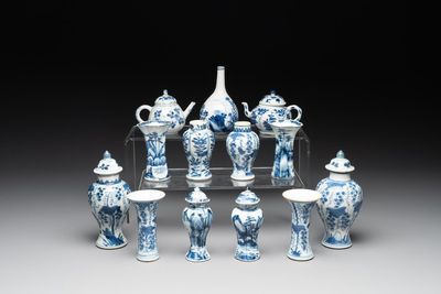 A varied collection of 13 Chinese blue and white wares, Kangxi/Qianlong