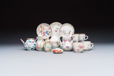 A varied collection of 13 Chinese famille rose wares, Yongzheng and later