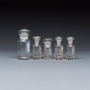 A varied collection of 14 glass apothecary bottles — photo 5
