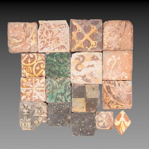A varied collection of 17 slip-decorated medieval and post-medieval tiles, France and Flanders, 14/17th C. — photo 1