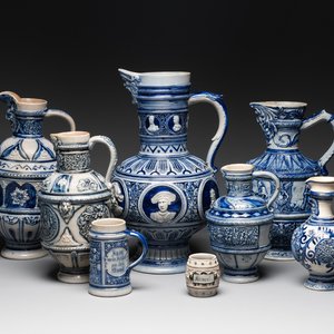 A varied collection of 8 Westerwald stoneware jugs, 19th C. — photo 1