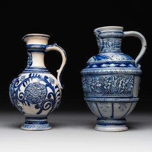 A varied collection of 8 Westerwald stoneware jugs, 19th C. — photo 14