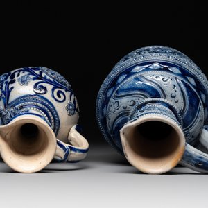 A varied collection of 8 Westerwald stoneware jugs, 19th C. — photo 18