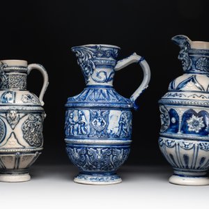 A varied collection of 8 Westerwald stoneware jugs, 19th C. — photo 8