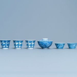 A varied collection of Chinese blue and white cups and saucers, Kangxi — 照片 15