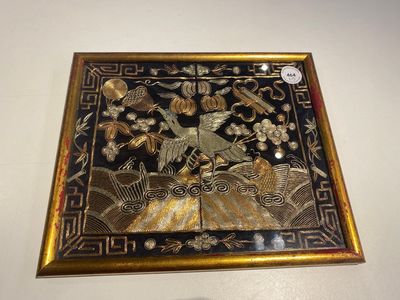 A varied collection of Chinese embroidered silk cloths, a fan-cover and 'rank badges', 19th C. — 照片 1