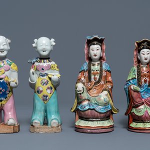 A varied collection of Chinese famille rose, blue and white and blanc de Chine figures, 18th C. and later — photo 14