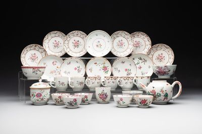 A varied collection of Chinese famille rose teawares, Yongzheng/Qianlong