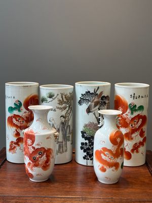 A varied collection of Chinese qianjiang cai and iron-red-decorated porcelain, signed Liu Shuntai 劉順太, 19/20th C. — 照片 1
