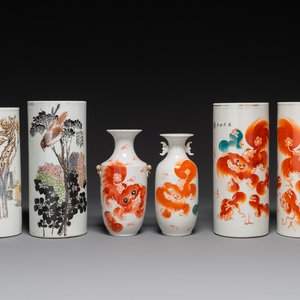 A varied collection of Chinese qianjiang cai and iron-red-decorated porcelain, signed Liu Shuntai 劉順太, 19/20th C. — 照片 1