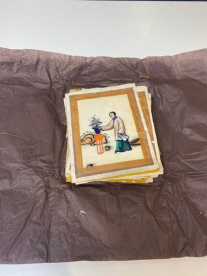 A varied collection of Chinese rice paper paintings with figures, Canton, 19th C. — 照片 26