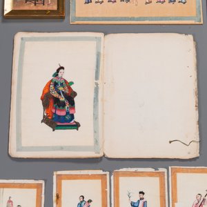 A varied collection of Chinese rice paper paintings with figures, Canton, 19th C. — 照片 12