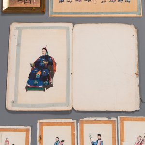 A varied collection of Chinese rice paper paintings with figures, Canton, 19th C. — 照片 13