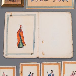 A varied collection of Chinese rice paper paintings with figures, Canton, 19th C. — 照片 5