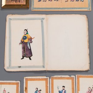 A varied collection of Chinese rice paper paintings with figures, Canton, 19th C. — 照片 7
