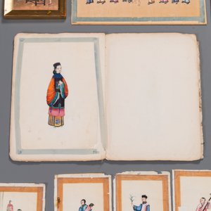 A varied collection of Chinese rice paper paintings with figures, Canton, 19th C. — 照片 10