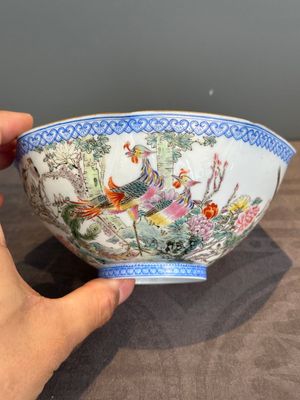 A varied collection of eight Chinese famille rose eggshell bowls, Jingdezhen mark, 20th C. — photo 22