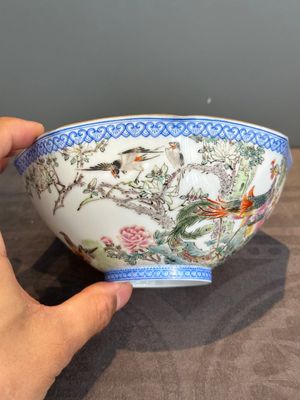 A varied collection of eight Chinese famille rose eggshell bowls, Jingdezhen mark, 20th C. — photo 23