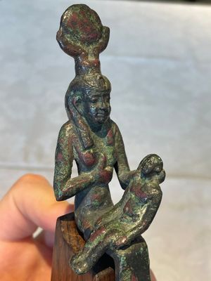 A varied collection of five bronze figures and utensils, Egypt, 3rd/1st C. B.C. — photo 16