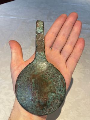 A varied collection of five bronze figures and utensils, Egypt, 3rd/1st C. B.C. — photo 22
