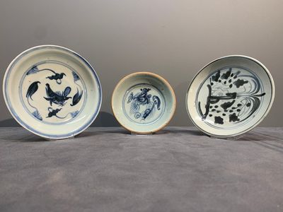 A varied collection of nine Chinese blue and white wares, Ming and later — photo 1