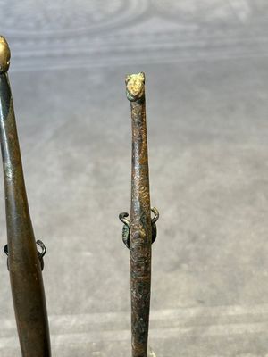 A varied collection of six Chinese bronze belt hooks, Warring States period and Western Han — photo 27