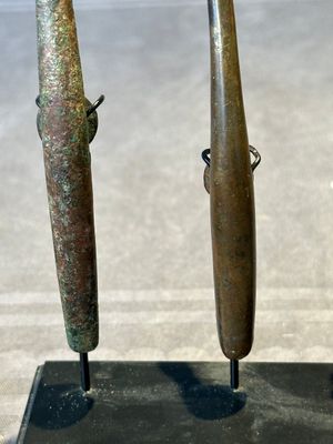 A varied collection of six Chinese bronze belt hooks, Warring States period and Western Han — photo 30