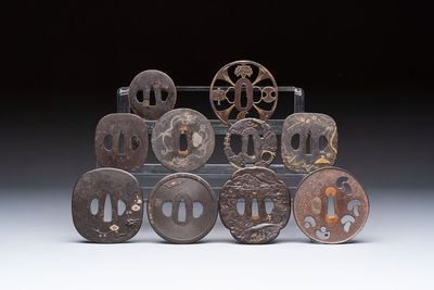 A varied collection of ten Japanese iron tsuba, Edo