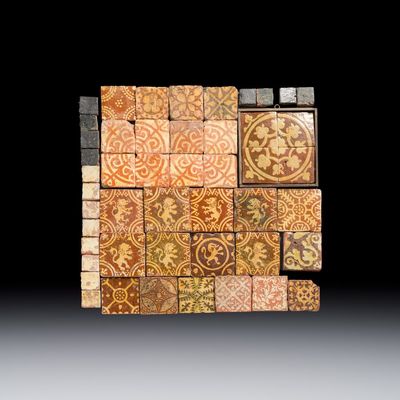 A varied group of 43 tiles, Flanders and France, 15/17th C.